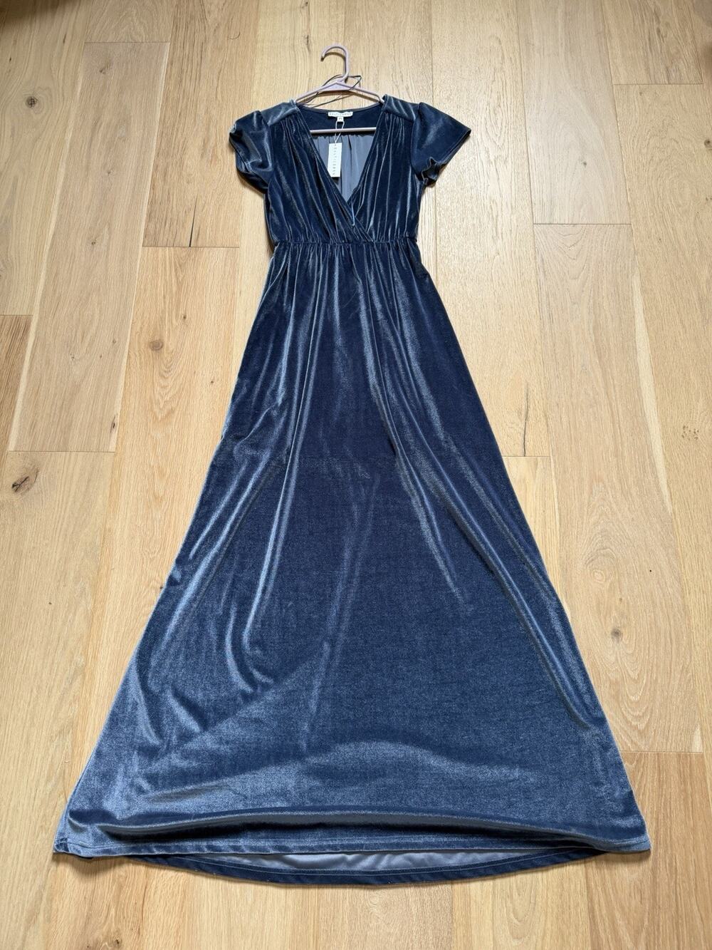 NWT Baltic Born Vivian Velvet Maxi Dress XS Persia Blue Flutter Fairy Whimsygoth